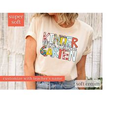 personalized kindergarten teacher shirt, custom teacher name shirt, back to school, first day of school, kinder crew tee