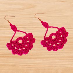 Crochet Flower Earrings Pattern, Photo tutorial pattern, jewelry pattern, crochet jewelry pattern, crochet earrings, cro