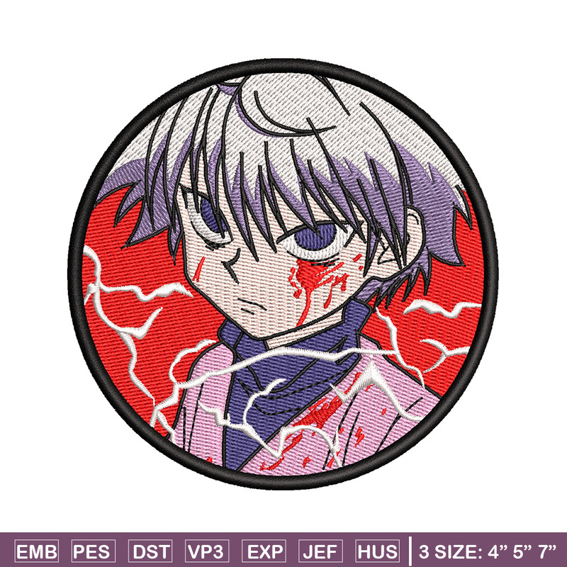 Kilua Round Patch embroidery design, Naruto embroidery, anime design, embroidery file, anime shirt, Digital download.jpg