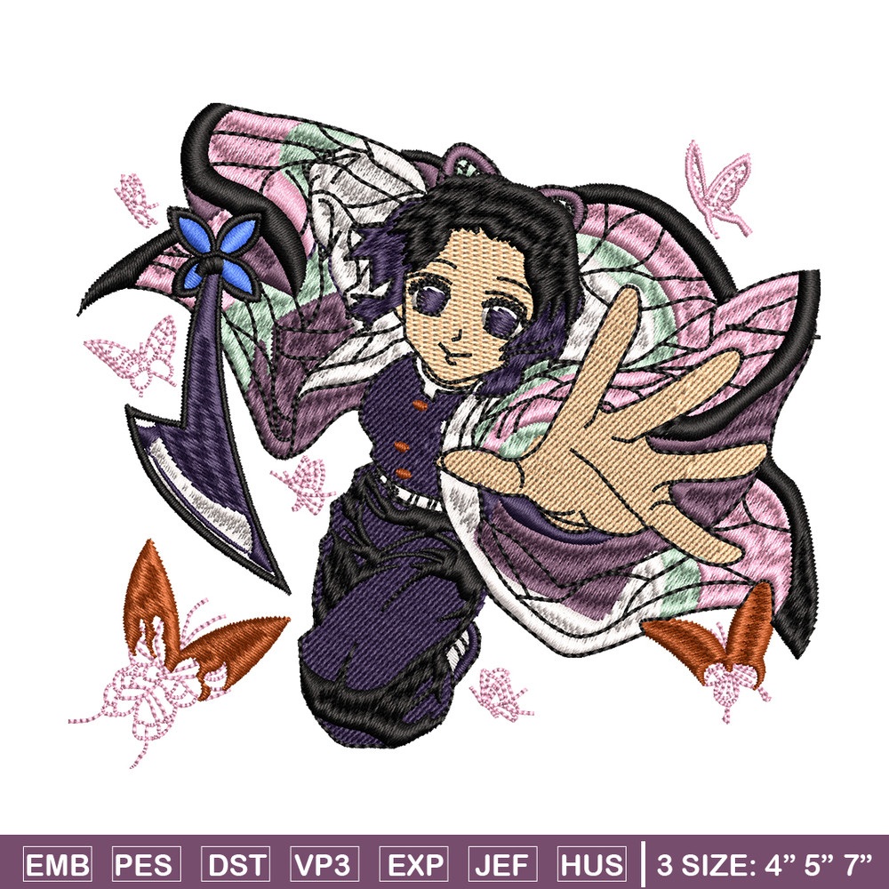 Kochou Shinobu embroidery design, Kimetsu no Yaiba embroidery, logo design, anime design, anime shirt, Digital download.jpg