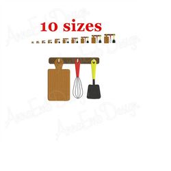 kitchen utensils embroidery design. split utensils embroidery. bakers tools. kitchen utensils mini. kitchen tools. machi