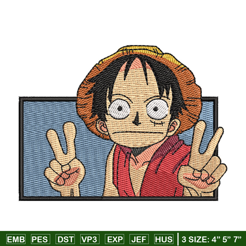 Luffy funny embroidery design, One piece embroidery, Anime design, Embroidery shirt, Embroidery file, Digital download.jpg