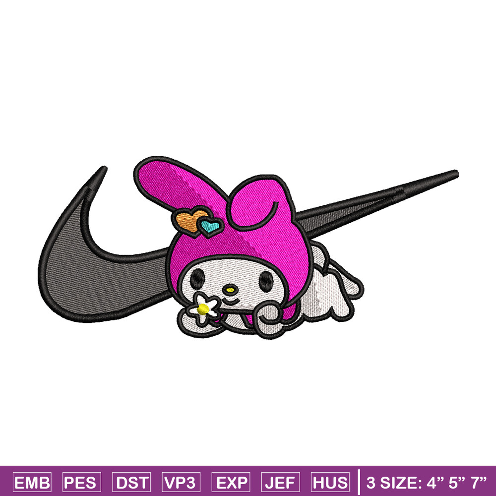 Kuromi Nike embroidery design, Hello kitty embroidery, Nike design, cartoon design, cartoon shirt, Digital download.jpg