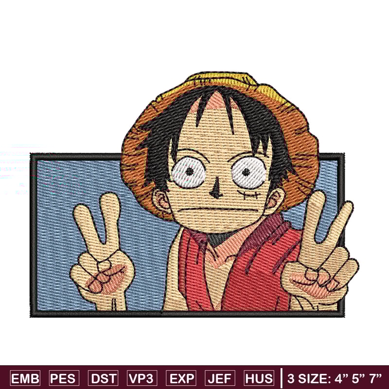 Luffy funny embroidery design, One piece embroidery, Anime design, Embroidery shirt, Embroidery file, Digital download.jpg