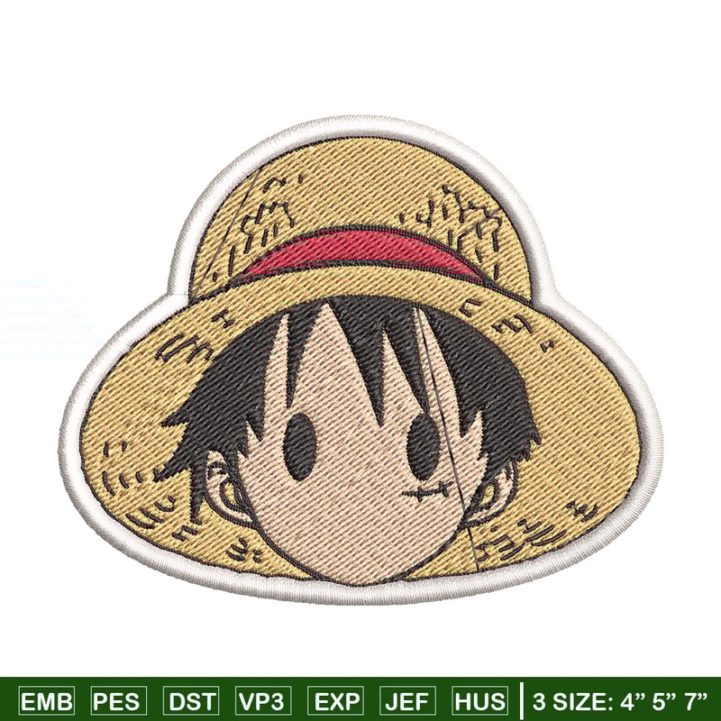 Luffy logo embroidery design, One piece embroidery, Anime design, Embroidery file, Embroidery shirt, Digital download.jpg