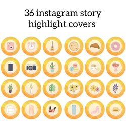36 lifestyle yellow instagram highlight icons. colors instagram highlights images. cute instagram highlights covers