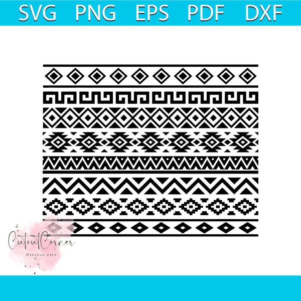 Aztec Corner Pattern Aztec Pattern SVG, Border Svg, Tribal Svg, Indian Svg, Aztec | Inspire ...