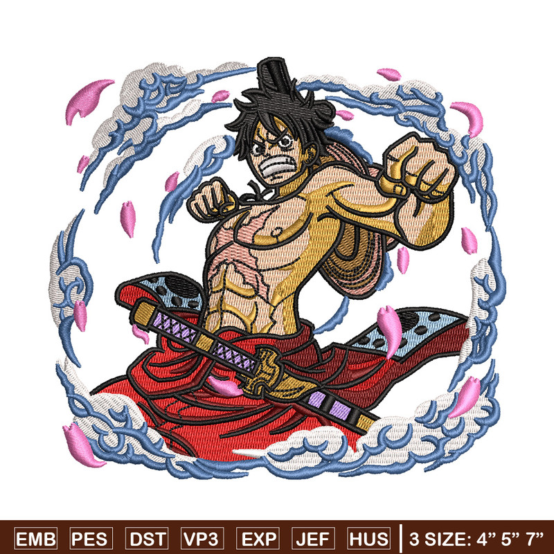 Luffy wano embroidery design, One piece embroidery, Anime design, Embroidery shirt, Embroidery file, Digital download.jpg