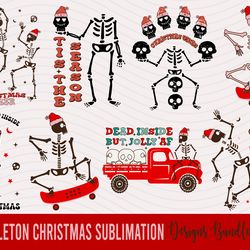 skeleton christmas png sublimation bundle, retro christmas png bundle