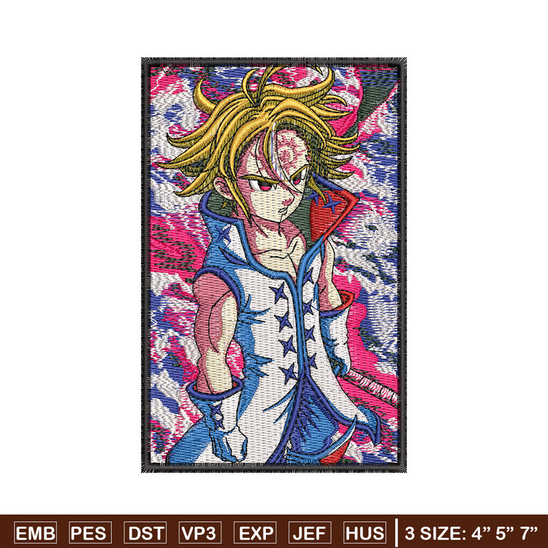 Meliodas poster embroidery design, Meliodas embroidery,Embroidery shirt, Embroidery file, Anime design, Digital download.jpg