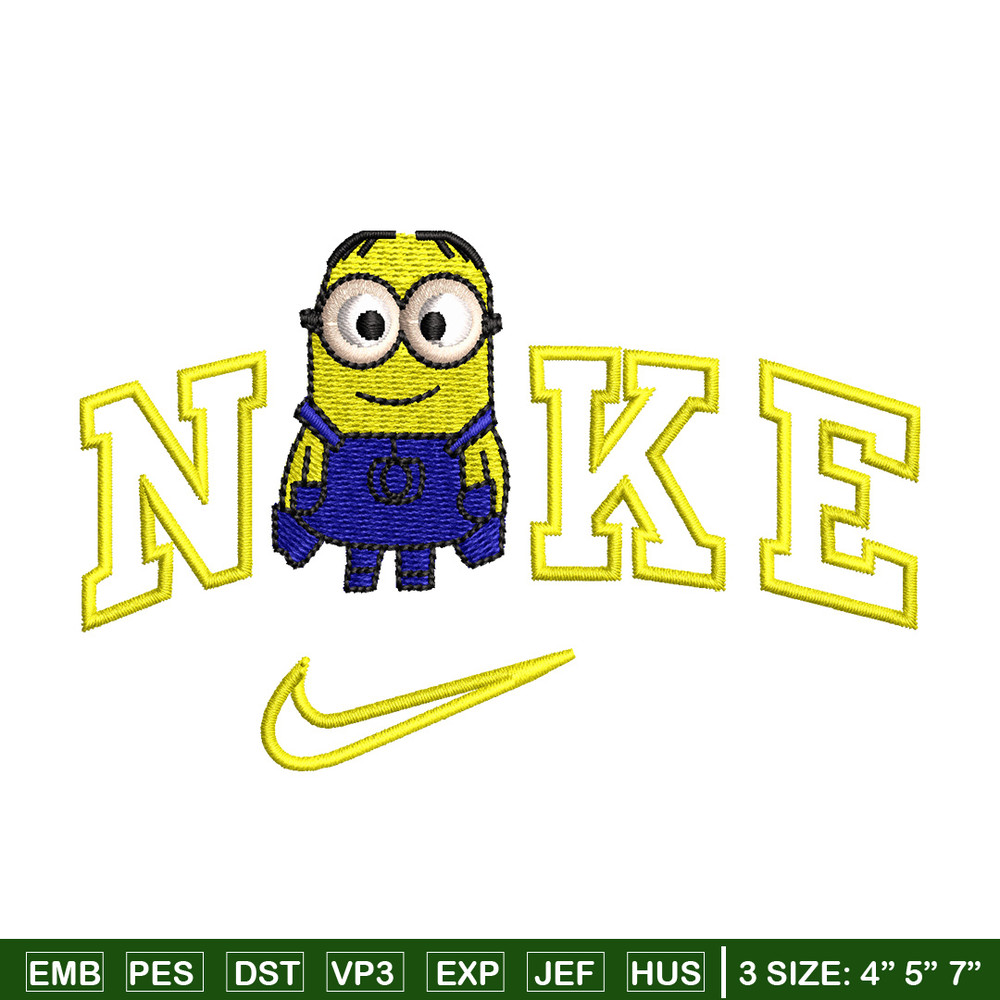 Minion x nike embroidery design, Minion embroidery, Embroidery file, Embroidery shirt, Nike design, Digital download.jpg