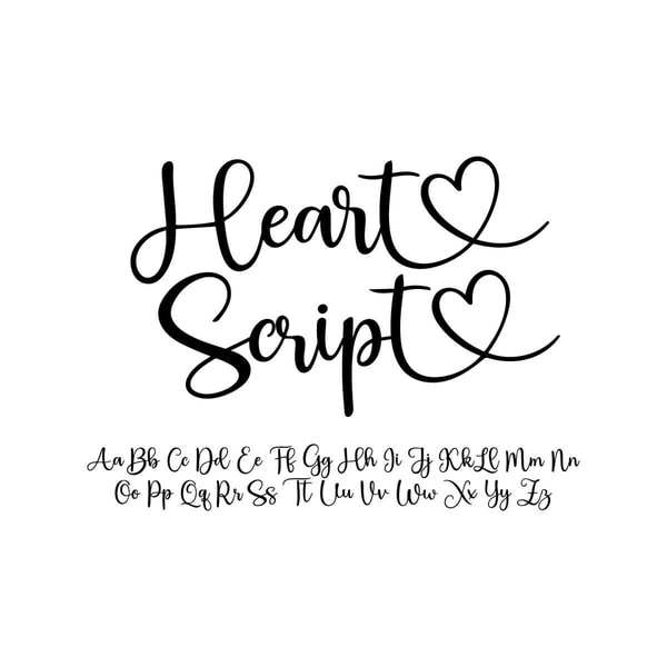Heart Script Font, Script Font, Font with Hearts, Font with | Inspire ...