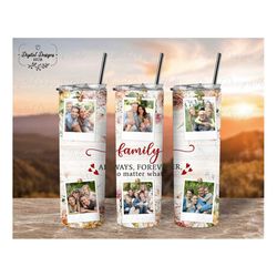 custom family photo 20 oz tumbler sublimation, family picture frame skinny tumbler wrap, personalized family tumbler chr