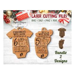 Baby First Christmas Ornaments SVG Laser Cut File, My First Christmas Family Ornament Growforge SVG Files, Infant Newbor