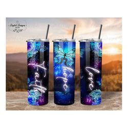faith love hope inspired christmas tumbler png, motivational tumbler png sublimation, 20 oz skinny tumbler png,  butterf