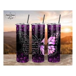 20 oz skinny tumbler png sublimation designs christmas gift, unique purple butterfly art print, i can only imagine butte