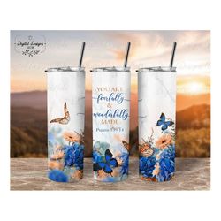 bible verse tumbler wrap png for christian, 20 oz skinny tumbler png sublimation christmas gift, butterfly floral motiva
