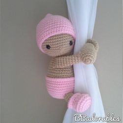 Baby Girl, curtain tieback crochet PATTERN, right or left tieback pattern - Bebe Luna