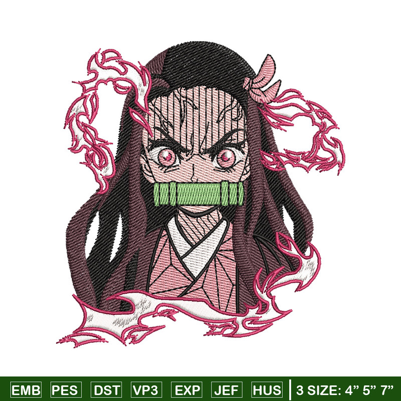 Nezuko angry embroidery design, Neuzko embroidery, Anime design, Embroidery shirt, Embroidery file, Digital download.jpg