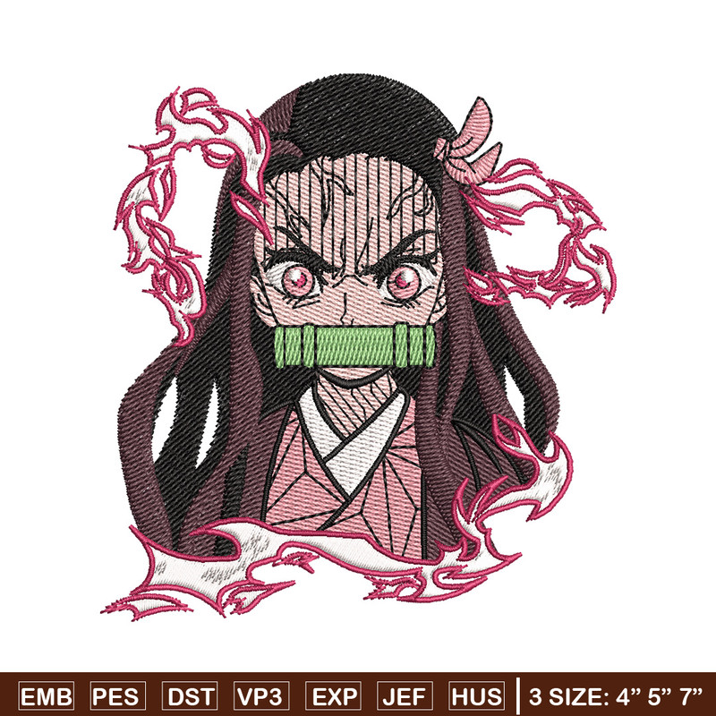 Nezuko angry embroidery design, Neuzko embroidery, Anime design, Embroidery shirt, Embroidery file, Digital download.jpg