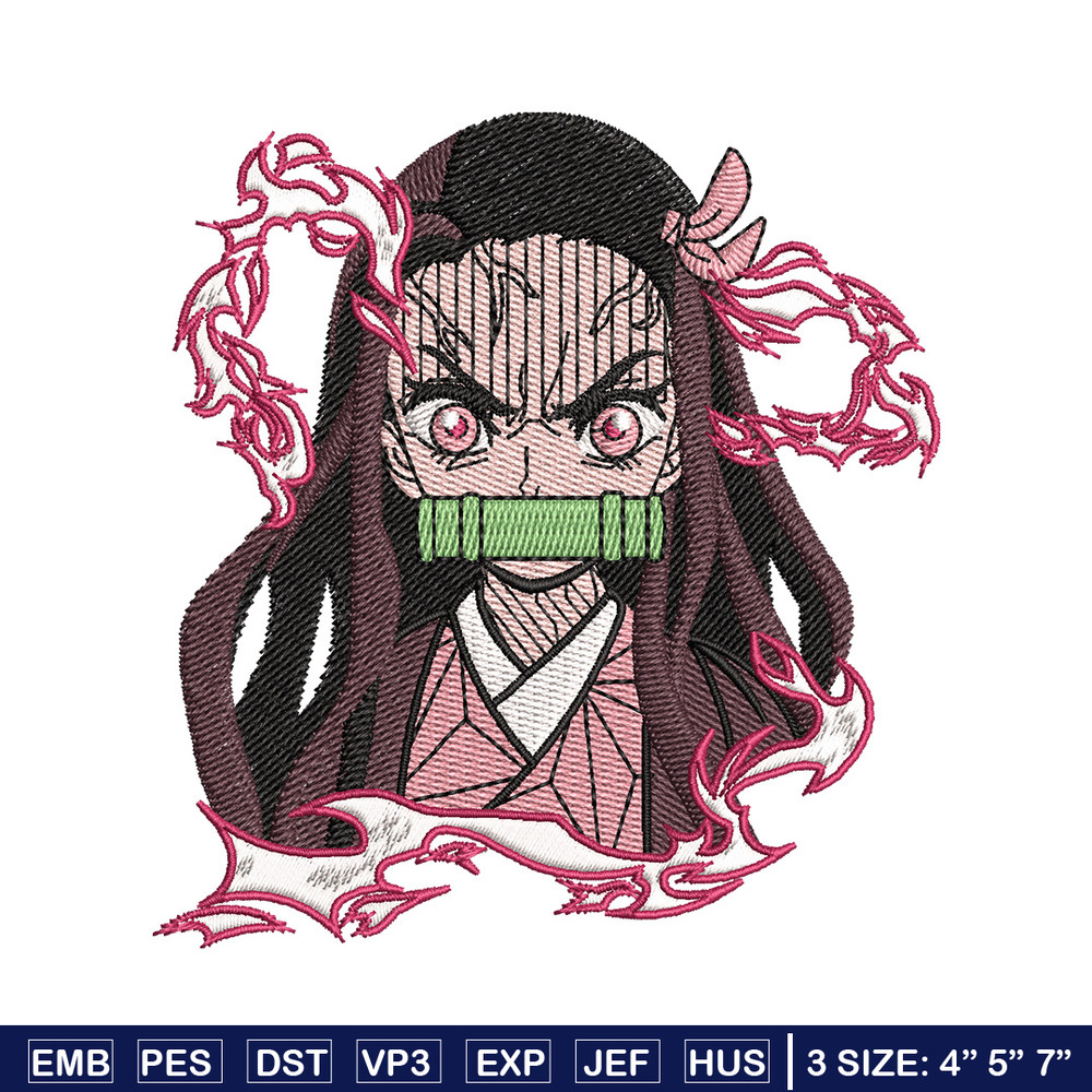 Nezuko angry embroidery design, Neuzko embroidery, Anime design, Embroidery shirt, Embroidery file, Digital download.jpg