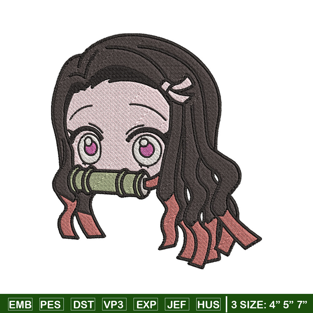 Nezuko head embroidery design, Nezuko embroidery, Embroidery shirt, Embroidery file, Anime design, Digital download.jpg