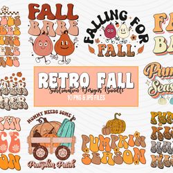 retro fall png sublimation bundle, fall quote, autumn quote, pumpkin, thankful
