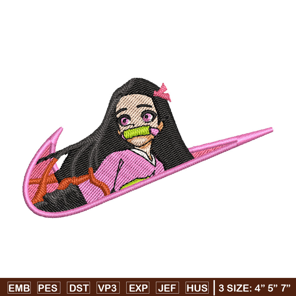 Nezuko cute nike embroidery design, Neuzko embroidery, Anime design, Embroidery shirt, Embroidery file, Digital download.jpg
