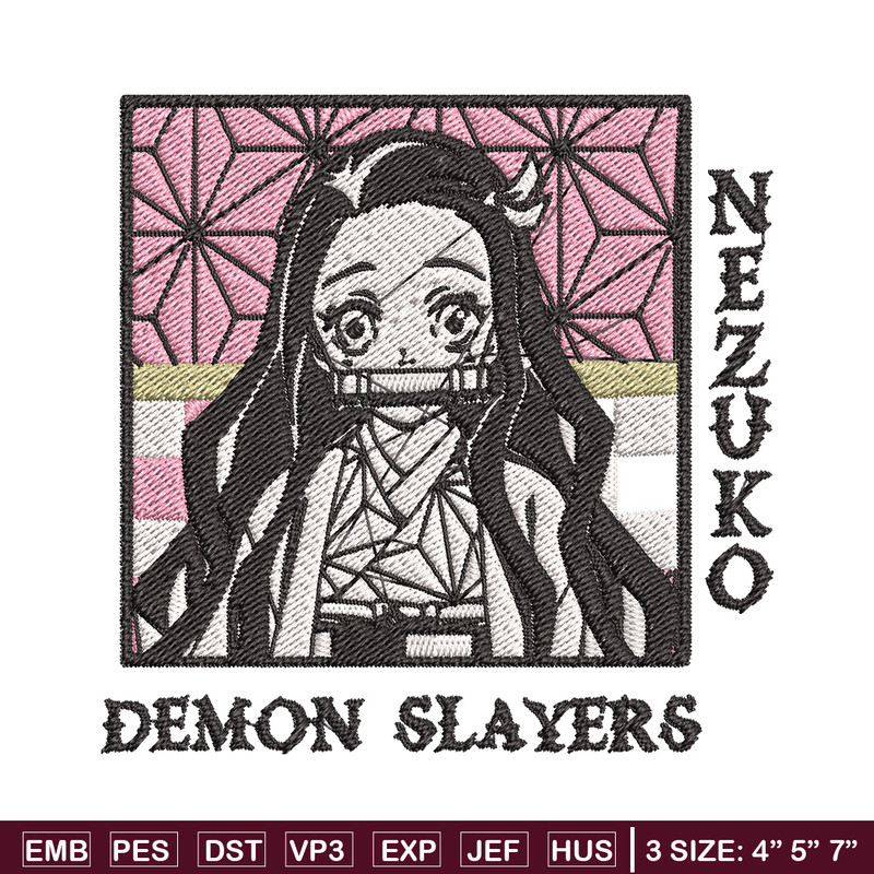 Nezuko frame embroidery design, Nezuko embroidery, Embroidery shirt, Embroidery file, Anime design, Digital download.jpg