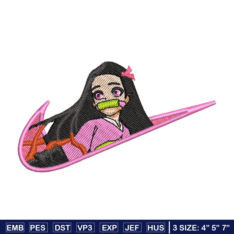 Nezuko cute nike embroidery design, Neuzko embroidery, Anime design, Embroidery shirt, Embroidery file, Digital download.jpg