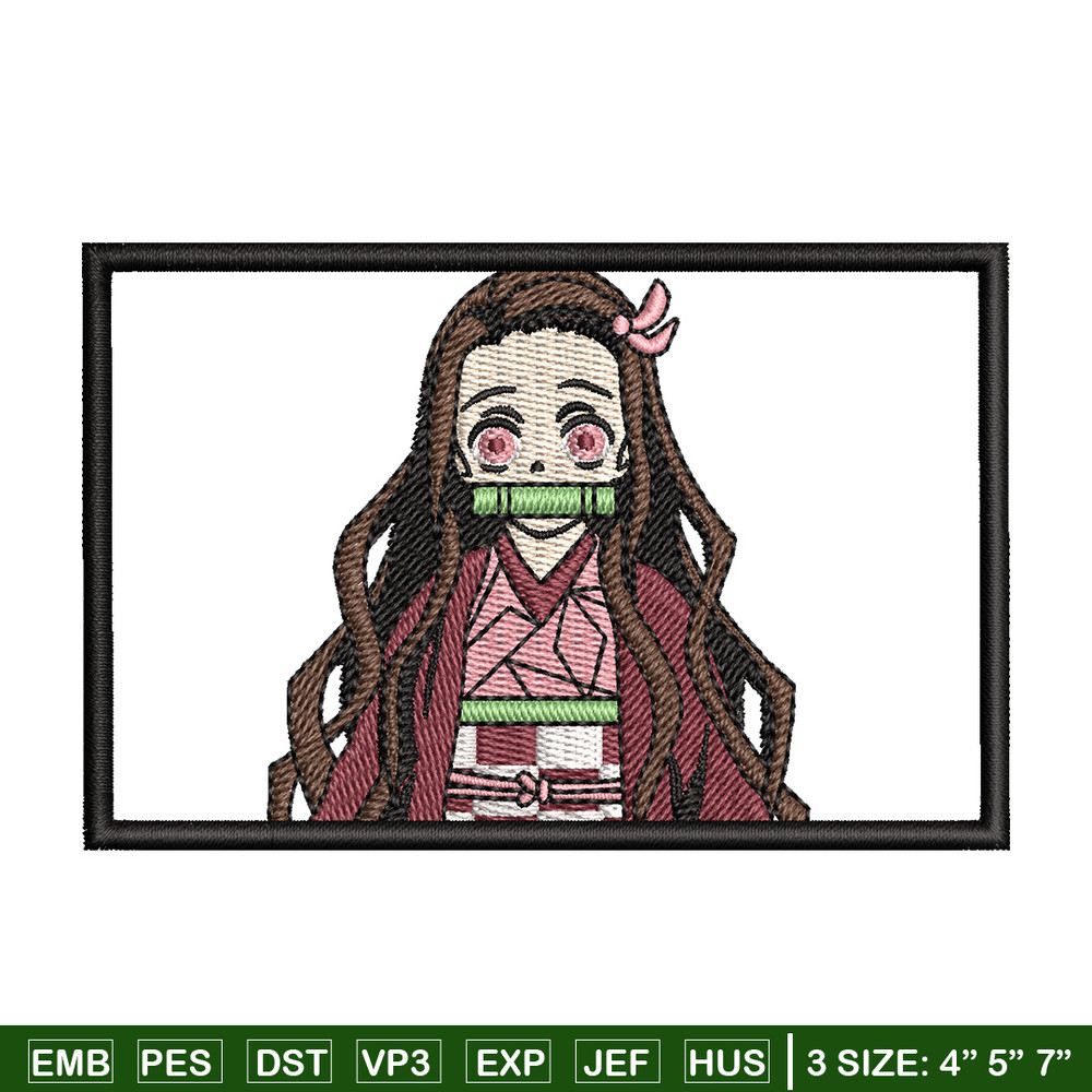 Nezuko rectangle embroidery design, Neuzko embroidery, Anime design, Embroidery shirt, Embroidery file, Digital download.jpg