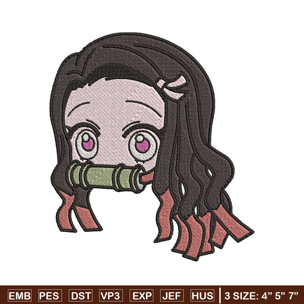 Nezuko head embroidery design, Nezuko embroidery, Embroidery shirt, Embroidery file, Anime design, Digital download.jpg