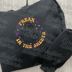 freak in the sheets embroidery file, spooky halloween craft embroidery design, spooky vibes embroidery design