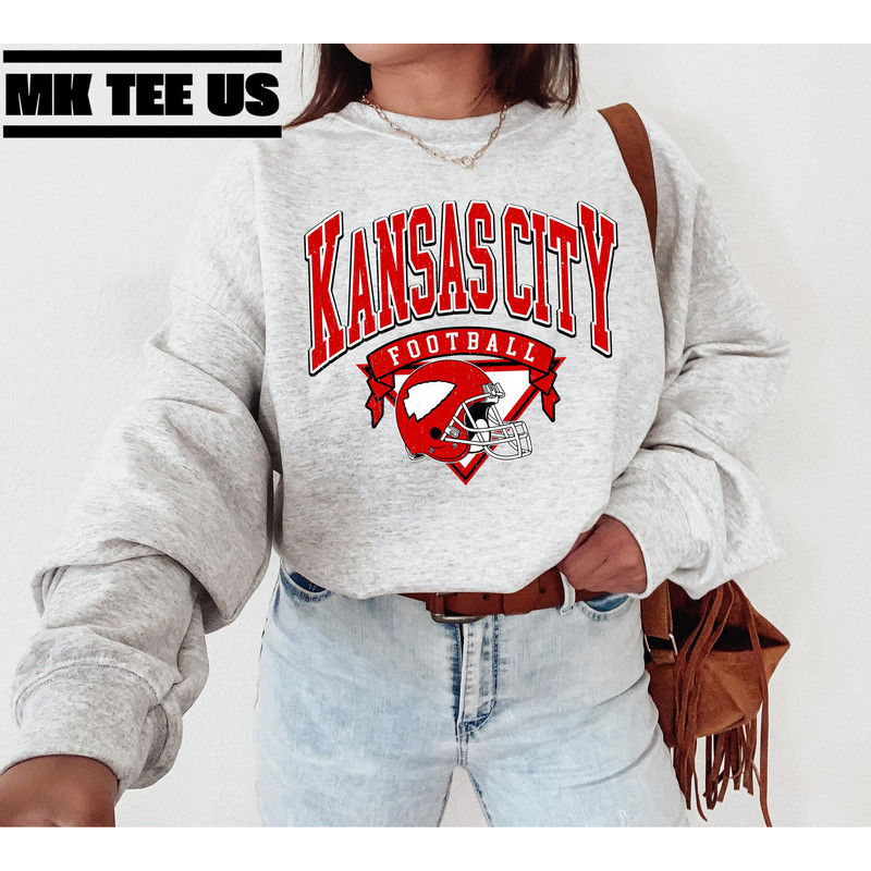 Kansas City Football Sweatshirt Vintage Style Kansas City Football Crewneck Sweatshirt Kansas City Sweatshirt Sunday Football.jpg
