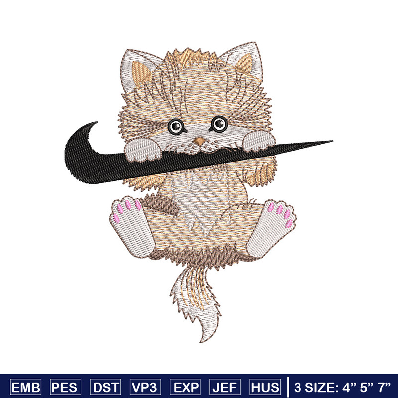Nike cat cute embroidery design, Cat embroidery, Nike design, Embroidery shirt, Embroidery file, Digital download.jpg