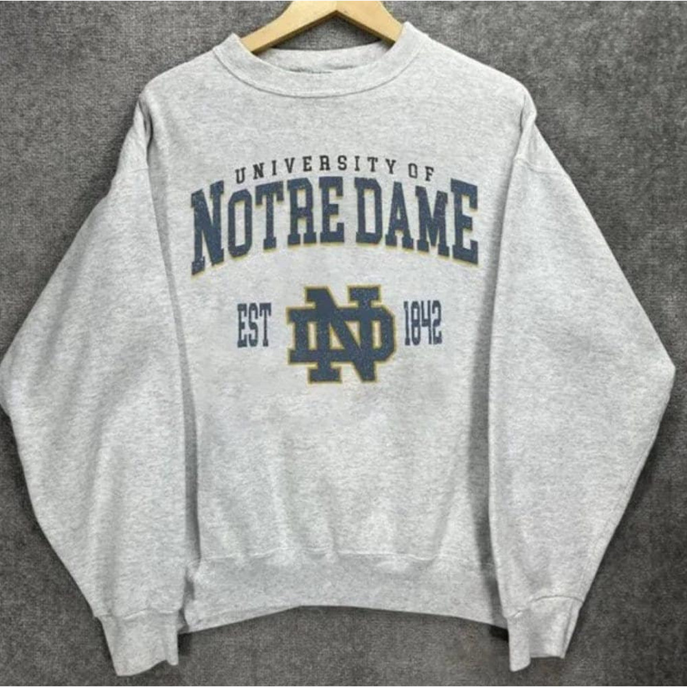 Vintage University Notre Dame Crewneck Sweatshirt, Retro Notre Dame Football T-Shirt, NCAA Football Gameday Tee, Football Fan Gifts 2709scl0.jpg