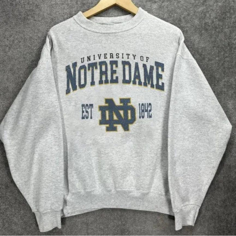 Vintage University Notre Dame Crewneck Sweatshirt, Retro Notre Dame Football T-Shirt, NCAA Football Gameday Tee, Football Fan Gifts 2709scl0.jpg