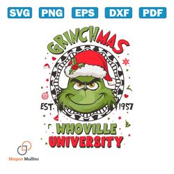 vintage grinchmas whoville university est 1957 svg file