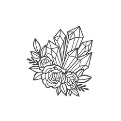crystals svg files, crystal cut file, crystal flowers svg file, crystal floral svg, flowers clipart, floral vector, png