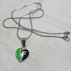 valentine day gift steel necklace black green k letter
