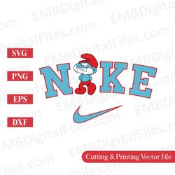 nike swoosh jokey smurf papa cartoon character svg for cricut