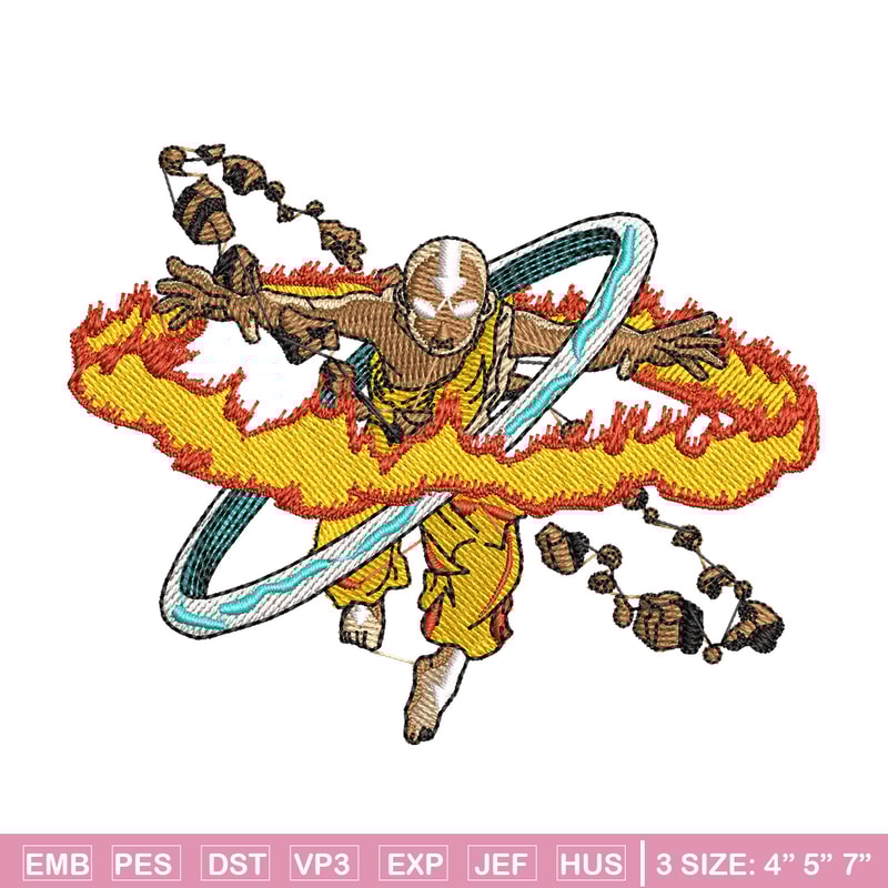 Aang embroidery design, Avatar embroidery, Anime design, Embroidery shirt, Embroidery file, Digital download.jpg
