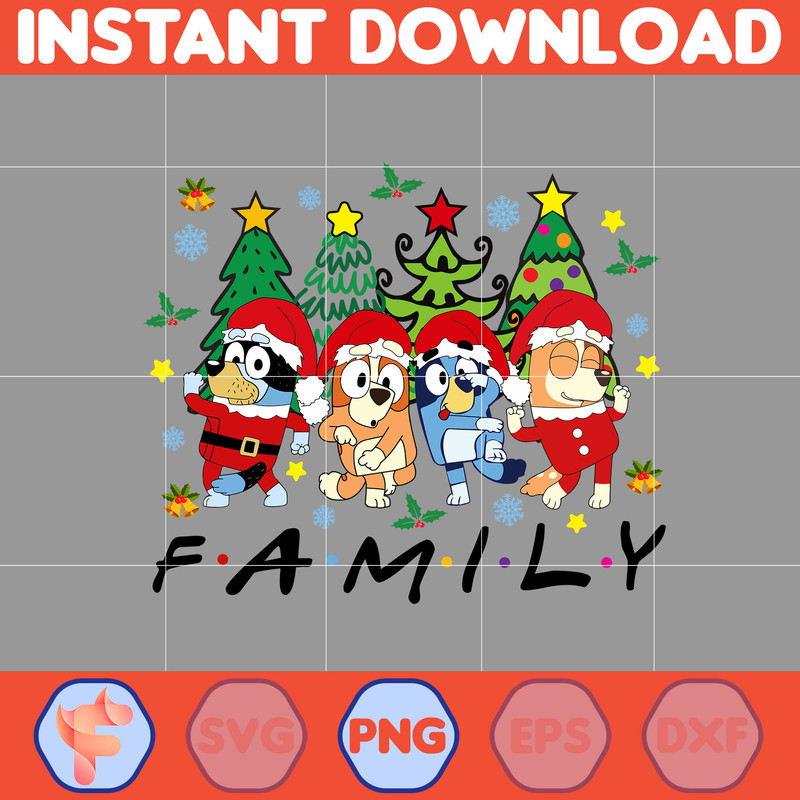 Christmas Family Shirt Design Png, Blue Dog Family Png, Christmas Cartoon Png, Design Files for Sublimation, Digital File (5).jpg