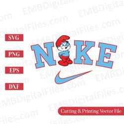 nike swoosh papa smurf cartoon character svg for cricut