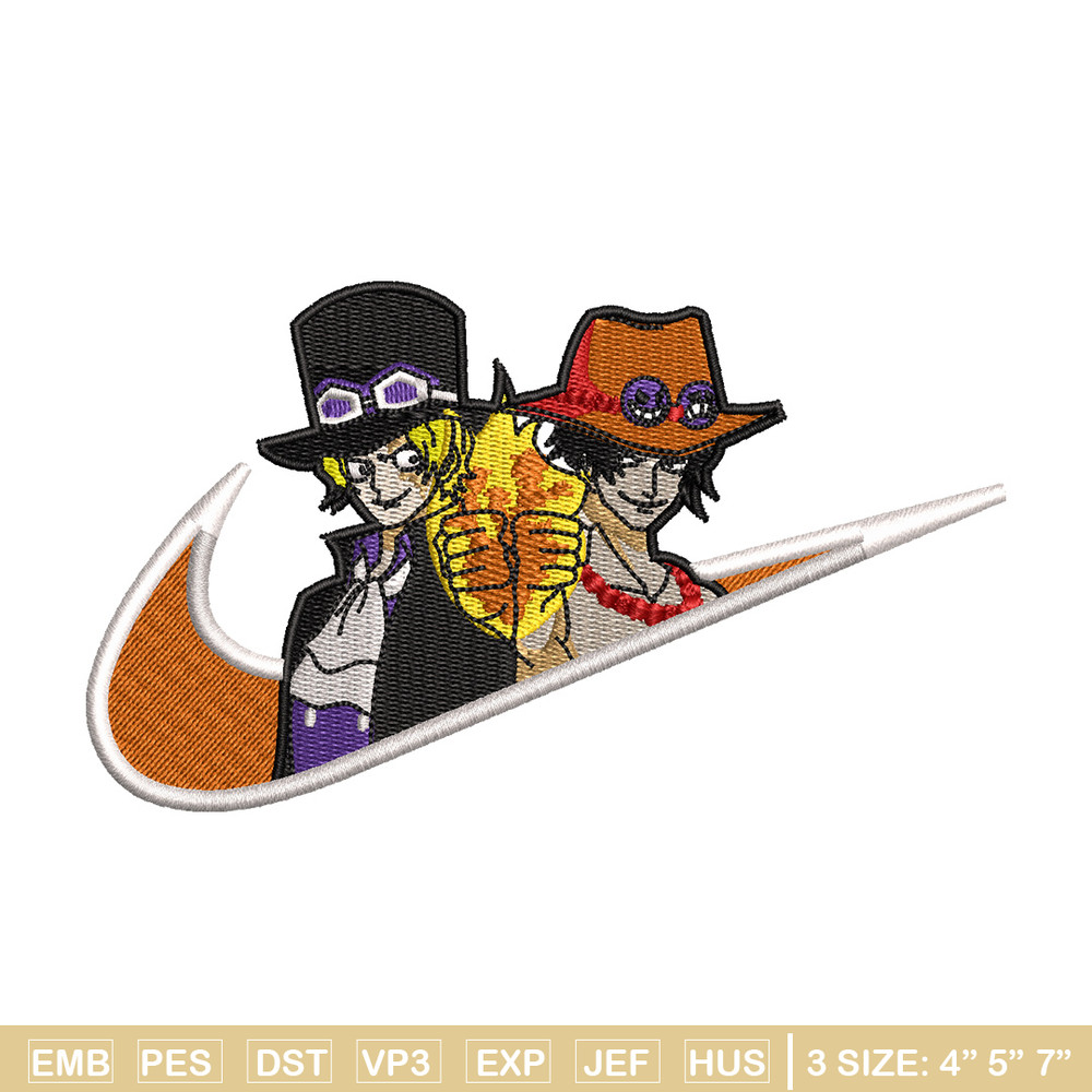 Ace x sabo embroidery design, One piece embroidery, Nike design, Embroidery shirt, Embroidery file, Digital download.jpg