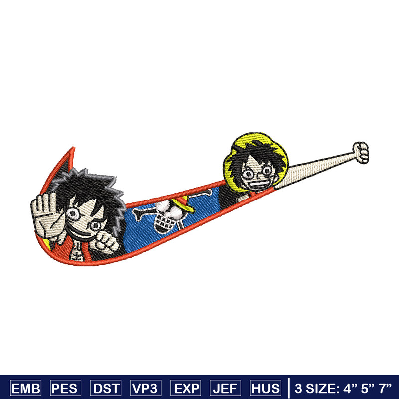 Nike luffy embroidery design, Nike embroidery, Anime design, Embroidery shirt, Embroidery file, Digital download.jpg