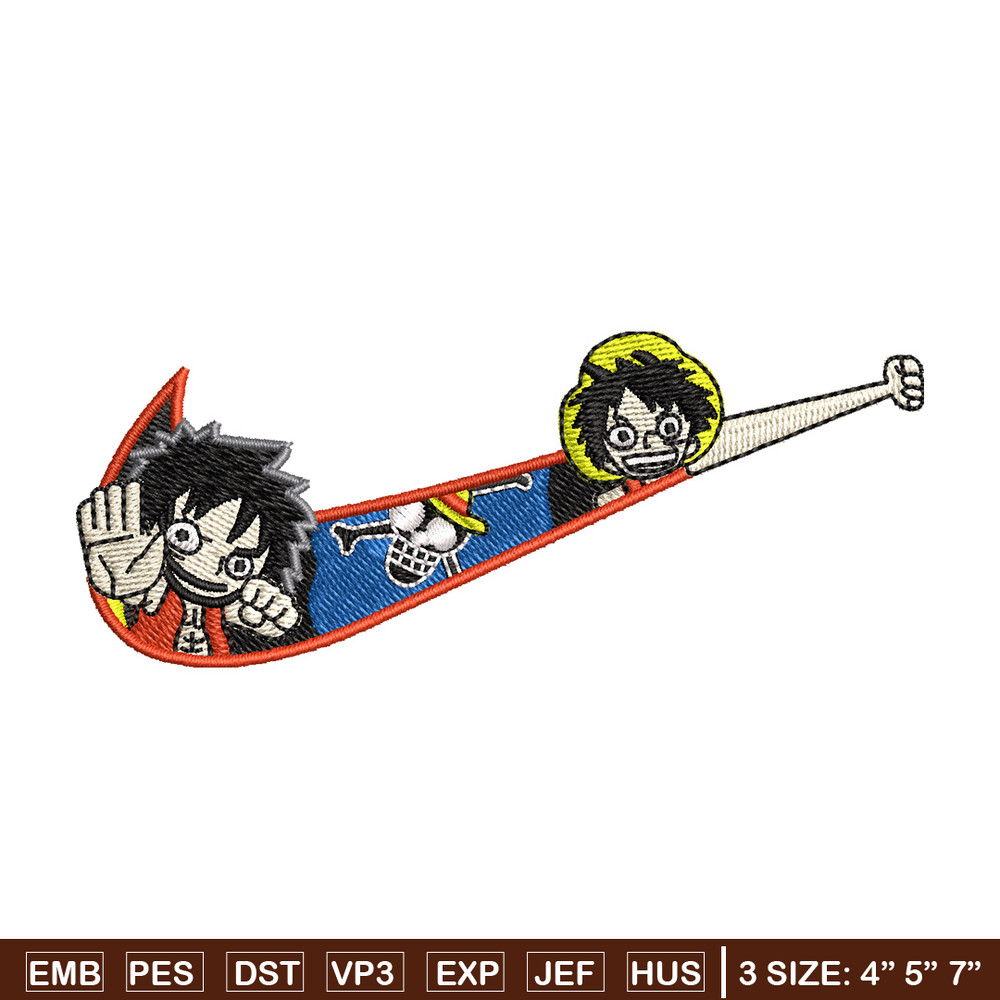Nike luffy embroidery design, Nike embroidery, Anime design, Embroidery shirt, Embroidery file, Digital download.jpg