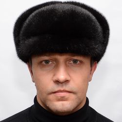 Men's Winter Real Fur Mink Cap's From Natural Black Fur Luxury Mink Warm hat