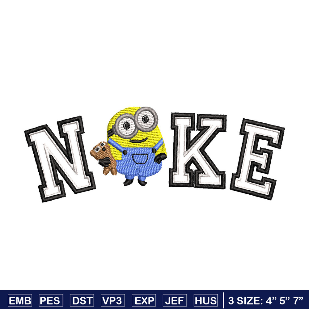 Nike minion embroidery design, Minion embroidery, Nike design, Embroidery shirt, Embroidery file, Digital download.jpg