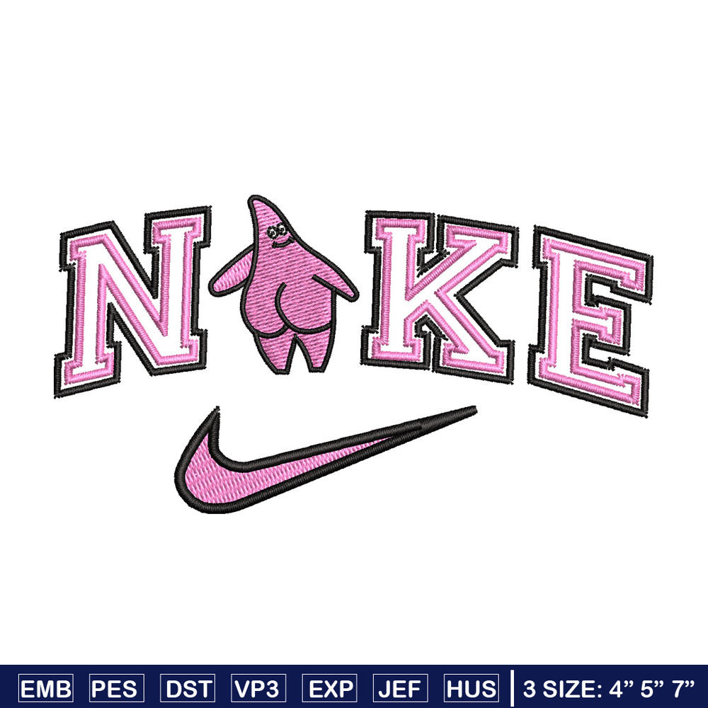Nike patrick embroidery design, Spongebob embroidery, Nike design, Embroidery file, Embroidery shirt, Digital download.jpg